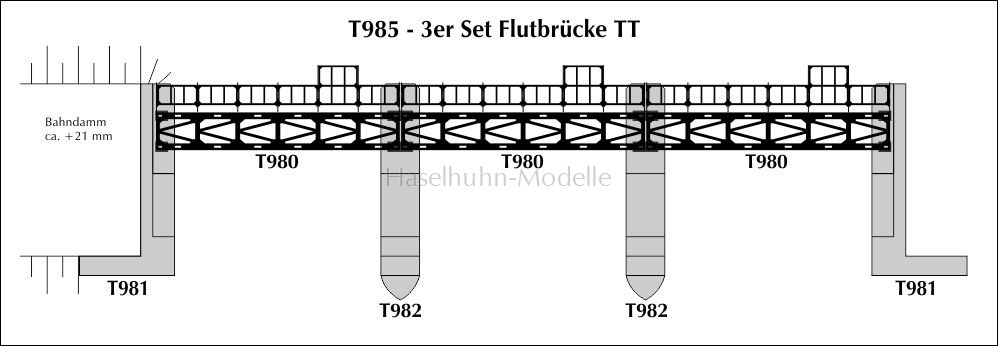 Flutbrücke TT - 3er Set